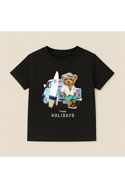 SVART WEAR Teddy Bear Printed Crew Neck Cotton Short Sleeve Kids & Youth T-Shirt