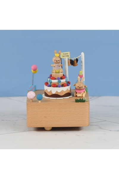 OEM Cutie muzicală rotativă din lemn – „La mulți ani”