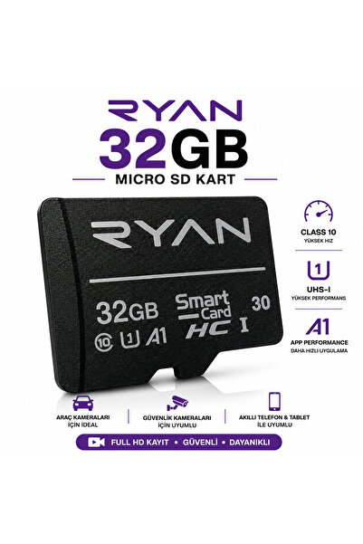 Ryan 32GB Micro SD Hafıza Kartı U3 V30 A1 SDHC 4K Video Destekli Yüksek Hızlı...
