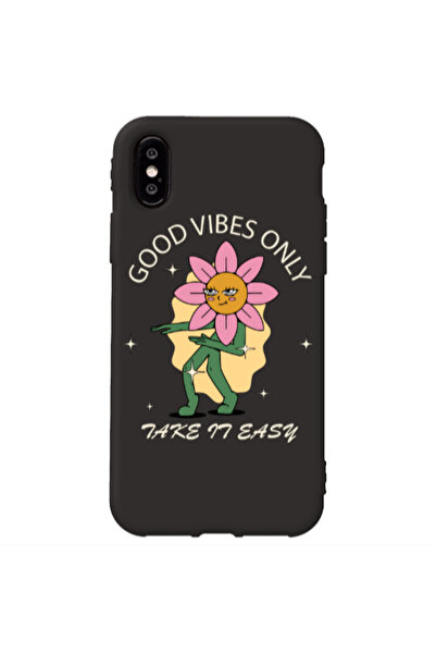 Other Apple iPhone X Good Vibes Only Black Colored Silicone TPU Θήκη