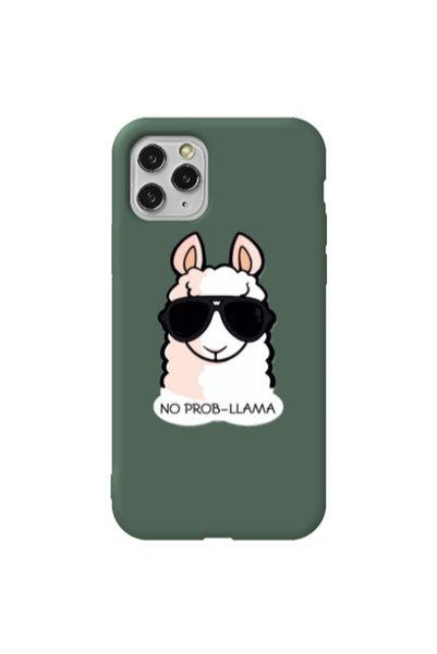 Other Apple iPhone 11 Pro No prob-lama Dark Green Colored Silicone TPU Θήκη