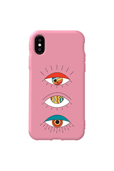 Other Apple iPhone Xs 3 different eyes Pink Colored Silicone TPU Θήκη