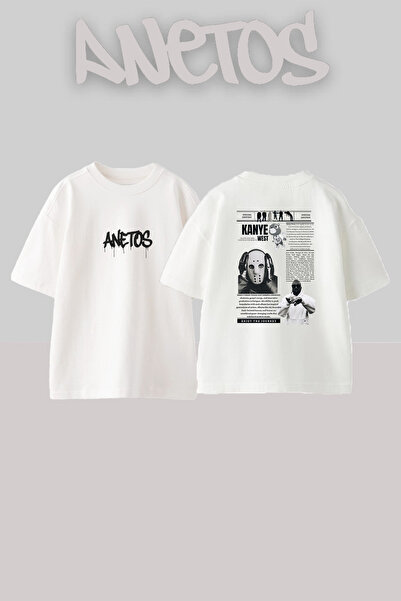 Anetos Kanye West_24 Design Printed Unisex Oversize White Tshirt