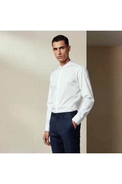 FAV Men Regular Fit Mandarin Collar Long Sleeves Shirt