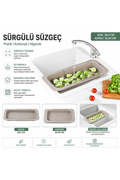 Generic Brand Sliding Open and Close Vegetable and Fruit Strainer in the Sink...