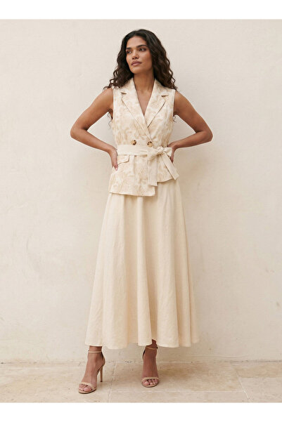Iconic LINEN EMBROIDERED VEST ATTACHED DRESS