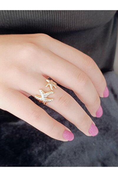 RP COMPANY Gold,''Starfish'' Adjustable Steel Ring