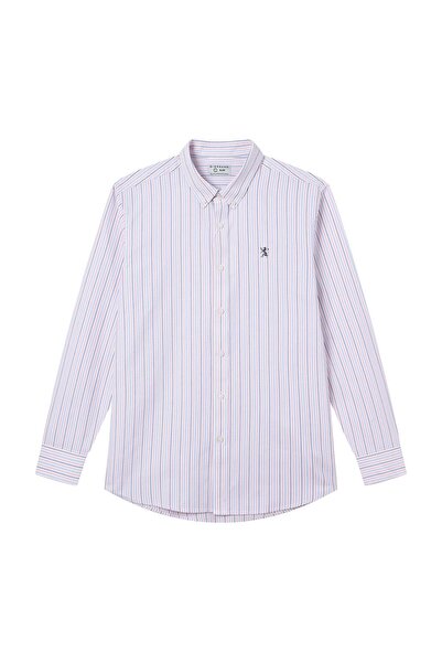 Giordano Men’s Cotton Slim Oxford Shirt with Embroidery
