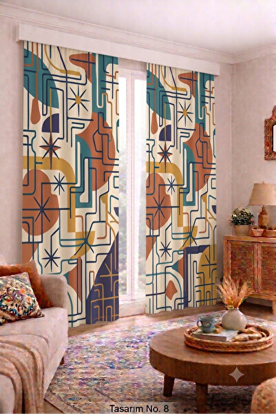 EFSANE PET Modern Vintage Patterned Background Curtain 100 X 250 cm 1 Panel D...