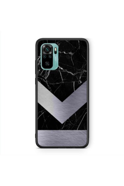 Other Xiaomi Redmi Note 10 4G Marble Arrow Down Black Glossy Θήκη