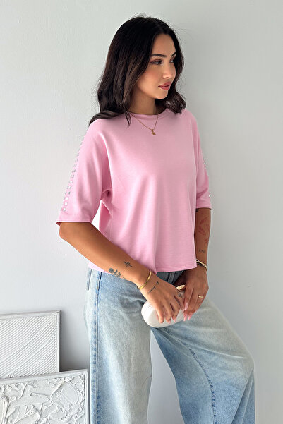 Noa&Noa Urban Glow Women's Oversize Basic Blouse with Stone Detail on the Sho...