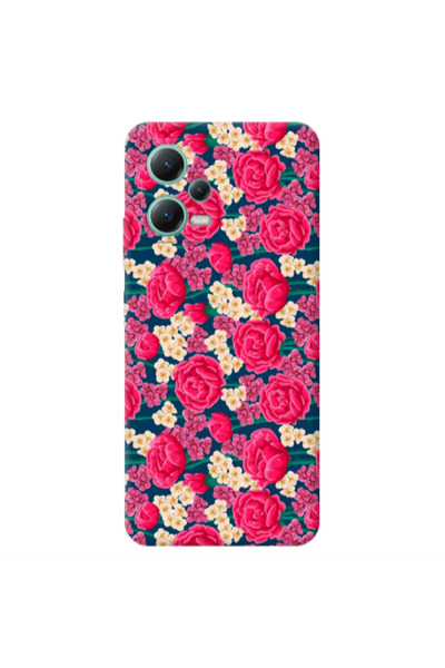 Other Xiaomi Redmi Note 12 Pro 5G Red and pink Flowers Transparent Silicone T...