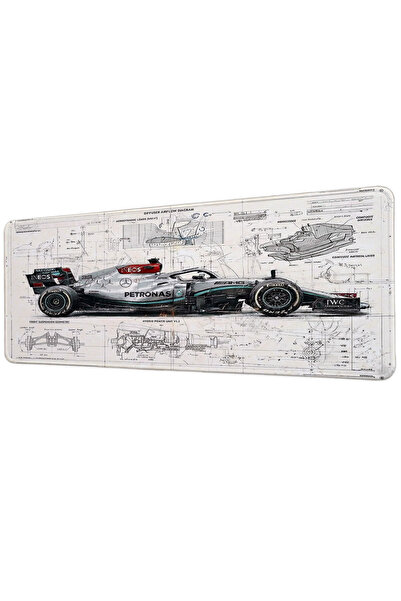 gxe.art Mercedes Amg Petronas Formula 1 Technical Drawing 40X90 cm Gaming Mou...