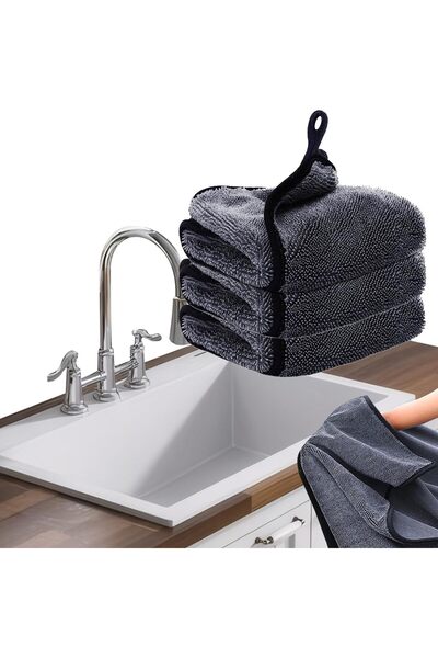 Arabest 3-Pack Microfiber Cleaning Cloths,16x16 Inch,Super Absorbent,Streak-F...