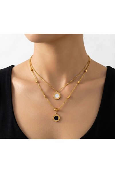 iza 18 K Gold Coin Layer Necklace
