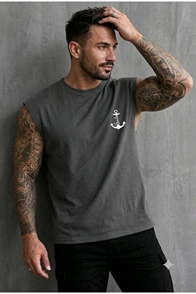FAVORİST تي شيرت رجالي من Zero Sleeve FAMİLİE Çapa