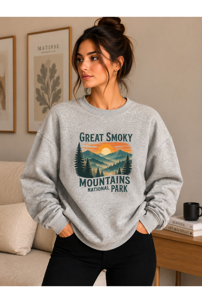 caddekombin Unisex Great Smoky Mountains National Park Printed Crew Neck Swea...