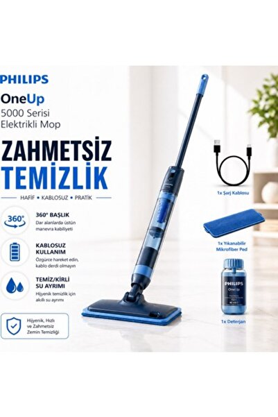 Philips Çıkarılabilir ve Yıkanabilir Pedli Elektrikli Şarjlı Mop Uzun Ömürlü ...