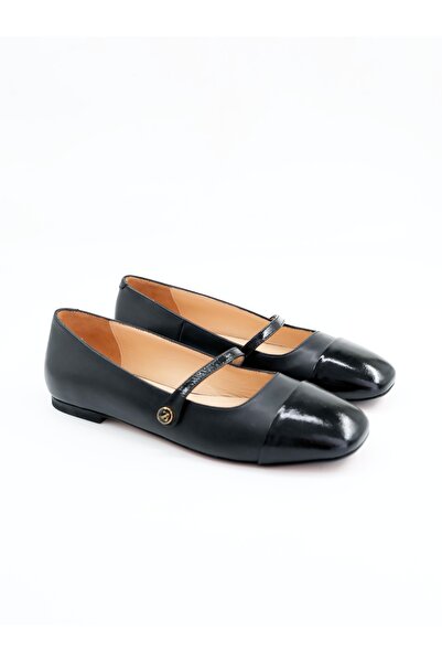 Tenau Women's Genuine Leather Ballerinas Black