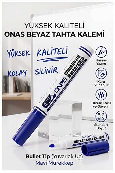 Artlantis Beyaz Yazı Tahta Kalemi 1 Adet Onas Yazı Tahta Kalemi Kolay Silineb...