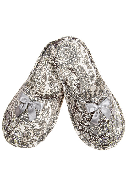 Amaryllis Slippers Γυναικεία υφασμάτινη παντόφλα, μπεζ, με σχέδιο paisley, βα...