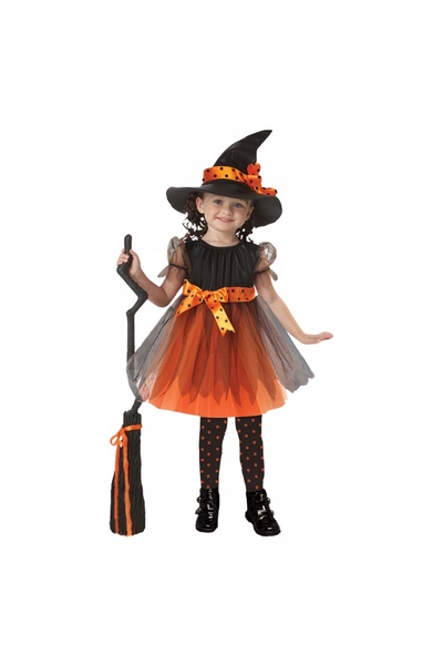 Arpex Costum Vrajitoare Halloween Fetite, Marimea S, Rochie + Palarie