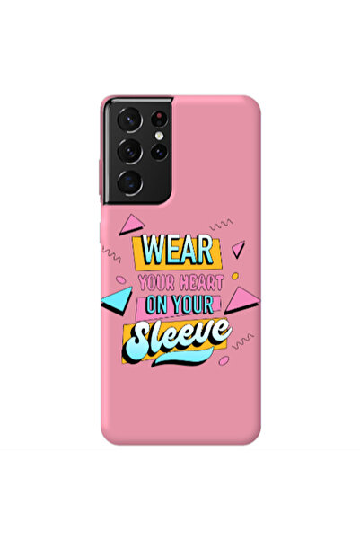 Other Samsung S21 Ultra Wear Your Heart Pink Colored Silicone TPU Θήκη