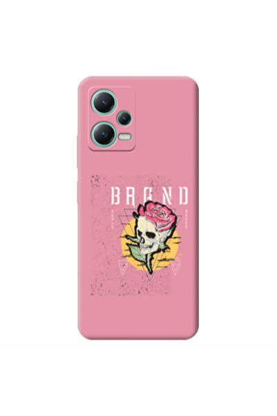 Other Xiaomi Redmi Note 12 Pro 5G Skull Roses Pink Colored Silicone TPU Θήκη