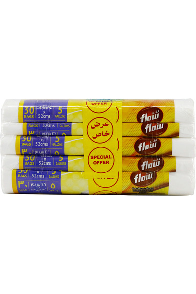 Flow Garbage Bag Rolls White 46x52cm 5x30's