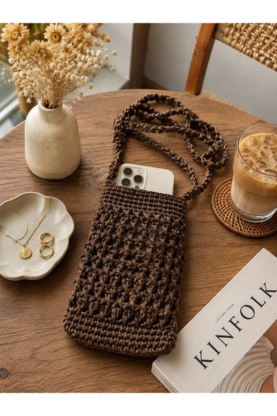 edirneörgü Straw Phone Bag, Paper String Bag