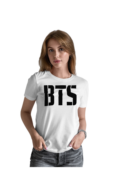 Generic عالم الموضة تيشرت قطن بطباعة عالية الجودة بتصميم شعار BTS