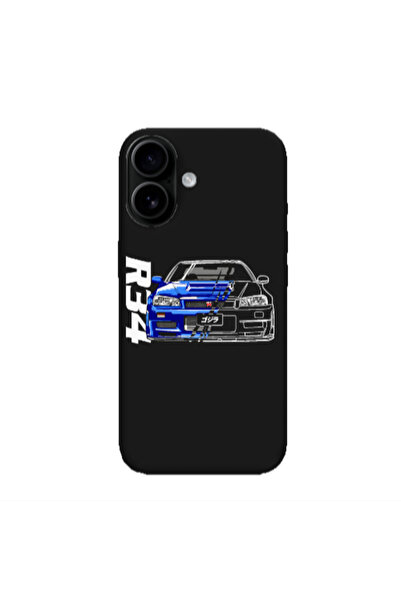 Other Apple Iphone 16 plus Blue R34 Black Colored Silicone TPU Θήκη
