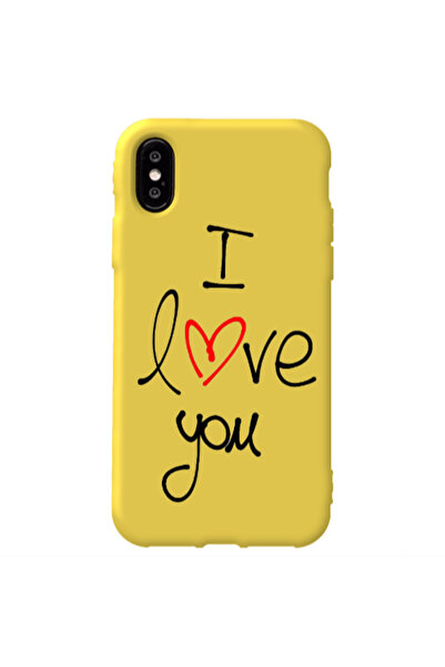 Other Apple iPhone Xs i love you Yellow Colored Silicone TPU Θήκη