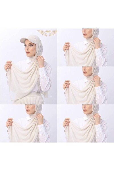 ALDAIYR 5 Ready-Made Shawl Hijabs with Bonnet Hats Sandy