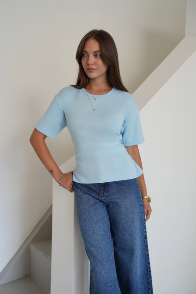 roea Tie-Back Blouse Blue