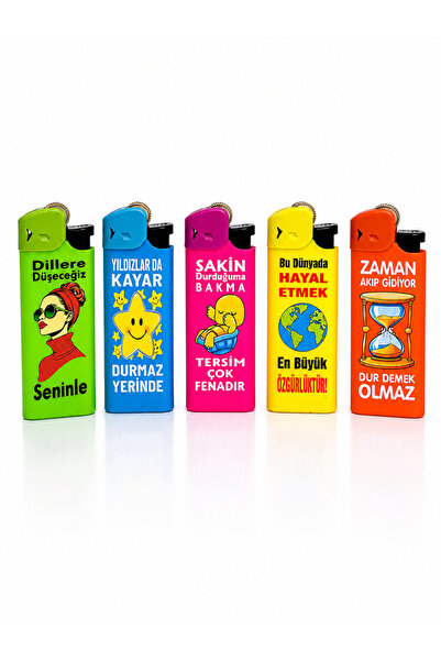 ONRSTORE Neon Renkli Komik Yazılı Gazlı Çakmak – Elektronik Ateşlemeli çok re...