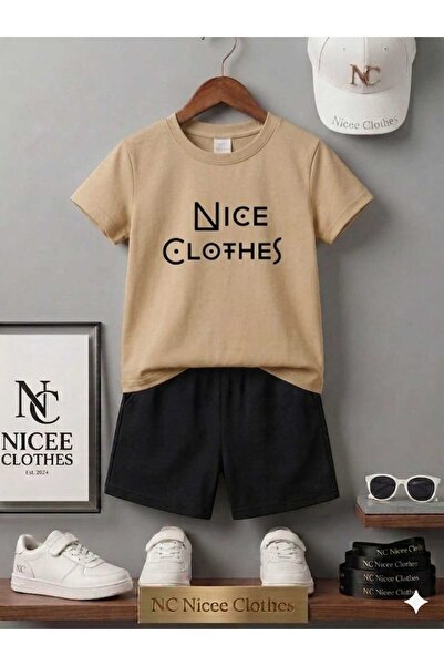 NC Nicee Clothes Summer Children's T-Shirt Shorts Unisex (Dotted Nice Printed)