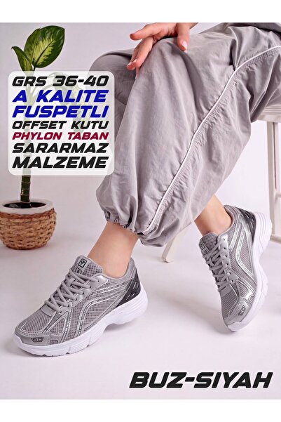 VESPERA Unisex buz renk siyah detay spor ayakkabı
