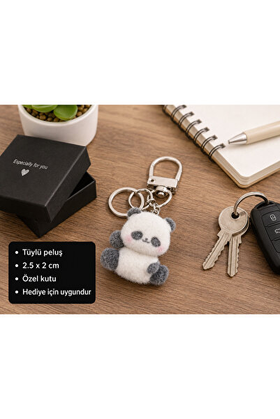 HER ŞEY NOTA www.herseynota.com Kawaii Panda Charm Keychain Plush Figure Cute...