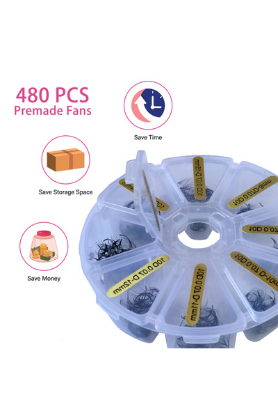 Choice3 10D Sackvis 480 Fans Loose 8-15mm Mixed Length Pointy Base Premade Fa...