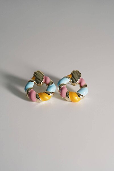 AYRA ACCESSORY Pastel Renkli Mini Halka Çelik Küpe