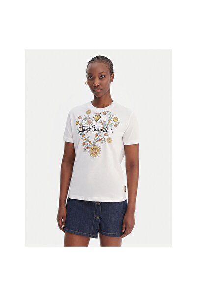 Just Cavalli Tricou de damă 80PAHT28 CJ500 Alb