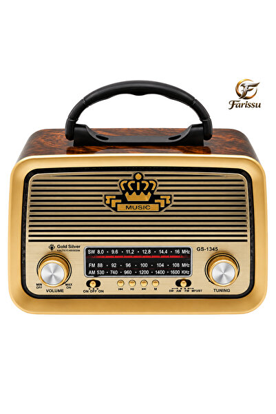 farissu GS-1345 Nostaljik Görünümlü Retro Radyo & Bluetooth Hoparlör (Güneş P...