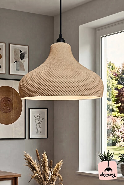 decory Leila Kum Beji Renk Mesh Avize, Pinterest Tarzı Tekli Sarkıt Avize (Bi...