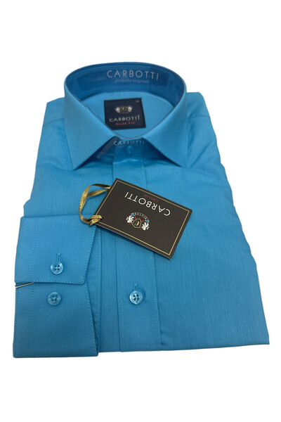 OEM Camasa barbati, turcoaz aqua, slim fit, maneca lunga, bumbac-poliester ma...