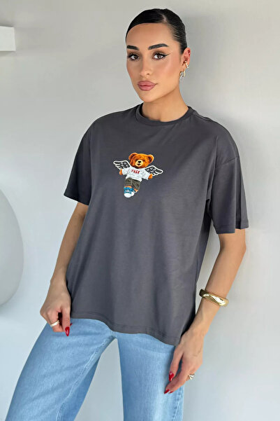 Aryena Smoked Women's Printed Crew Neck T-Shirt