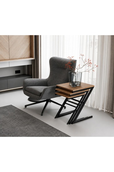 LİON MOBİ LİON Z-SET 3 LÜ METAL AYAKLI ZİGON SEHPA LİON