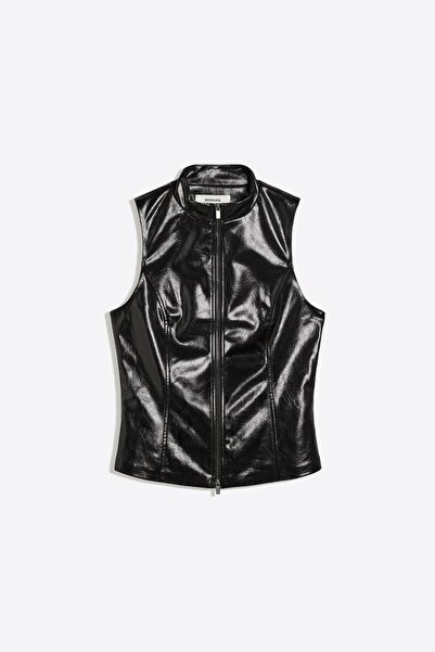 Bershka Suni deri dik yaka kolsuz top