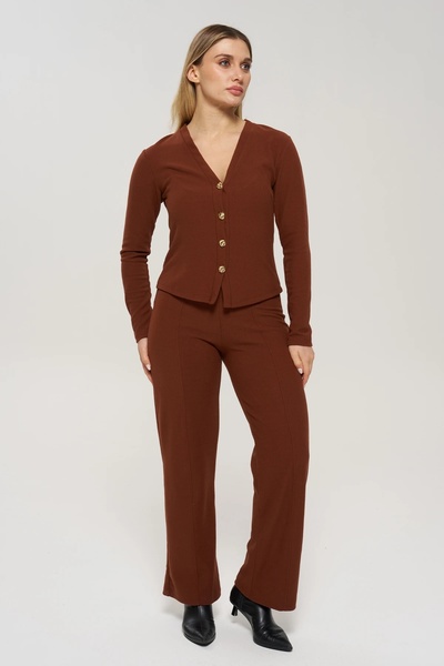 Veni Life Women's Thessaloniki Fabric V-Neck Buttoned Bottom Top Double Set