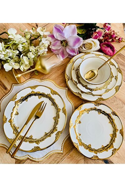 CASA DE BELLA Gold 16 Parça 4 Kişilik Porselen Yemek Takımı